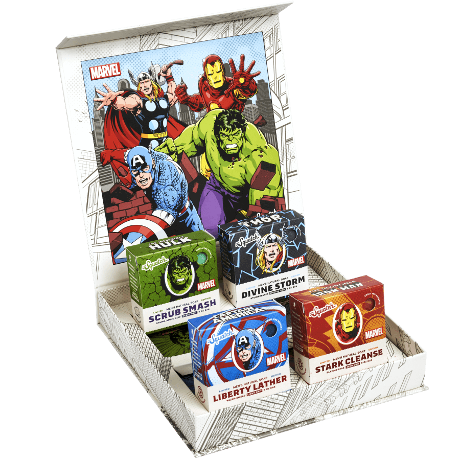 Dr. Squatch Soap Avengers Collection with Collector's Box - Men's Natural  Bar Soap - 4 Bar Soap Bund…See more Dr. Squatch Soap Avengers Collection