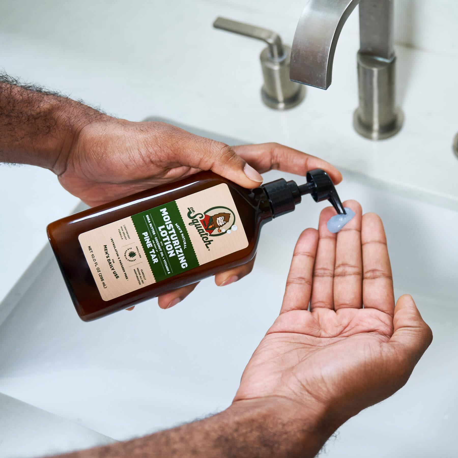 Dr. Squatch Men's Natural Lotion Non-Greasy - 24-hour moisturization hand  and body lotion - Made with Shea Butter, Coconut Oil, Vitamin E, & Menthyl