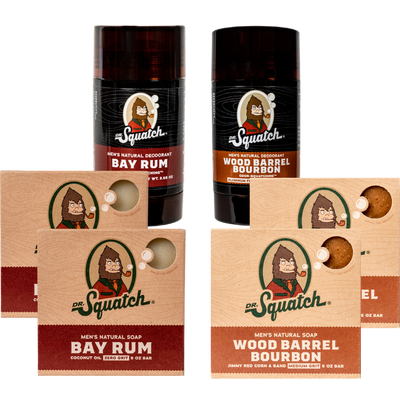 Dr. Squatch Expanded Pack - Men's Natural Shampoo and Conditioner and 5  Bars of Natural Men's Bar Soap - Pine Tar, Bay Rum, Coconut Castaway 